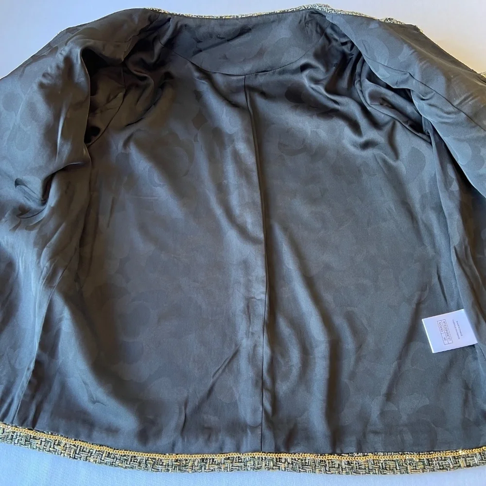 *FIRM PRICE* Tweed Sequin Embellished Gold, Black, and Cream Blazer